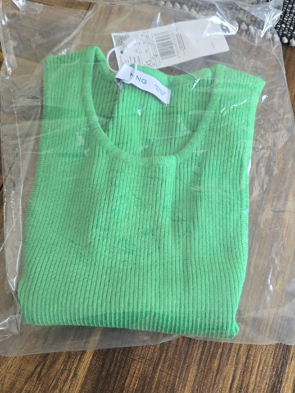 Green Ribbed Knit MANGO Women's Sweater -